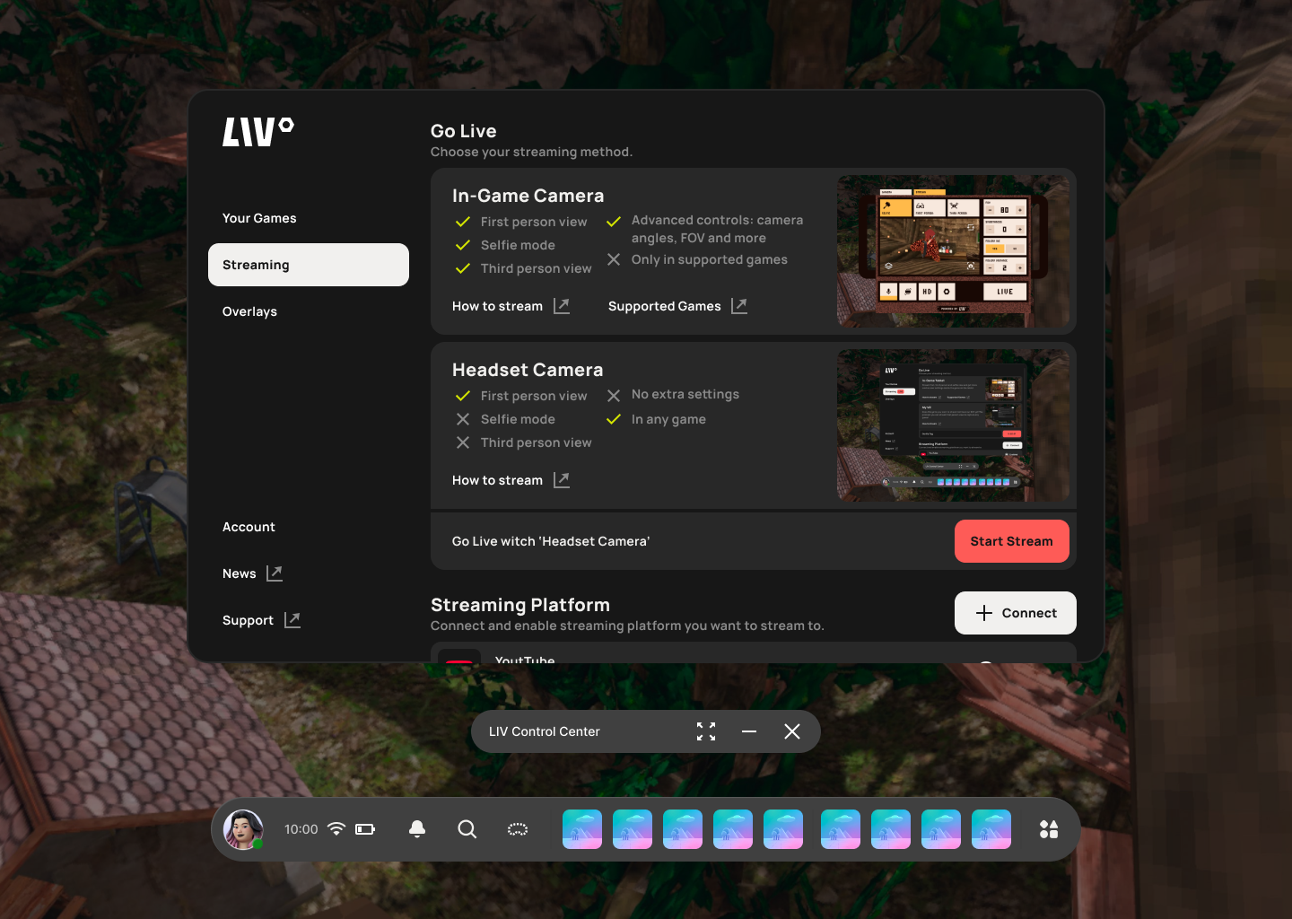 Start streaming screen